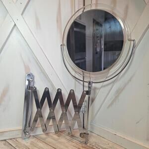 Vintage Accordion SHAVING MIRROR Extendable Barber Wall Mount Double Sided